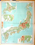 Old Print Times Map 1922 Japan Yezo Tokyo Honshia Kumamoto Pacific Ocean 20th