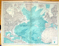 Old Times Map 1922 North Atlantic Ocean Canada British Isles Greenlan 20th