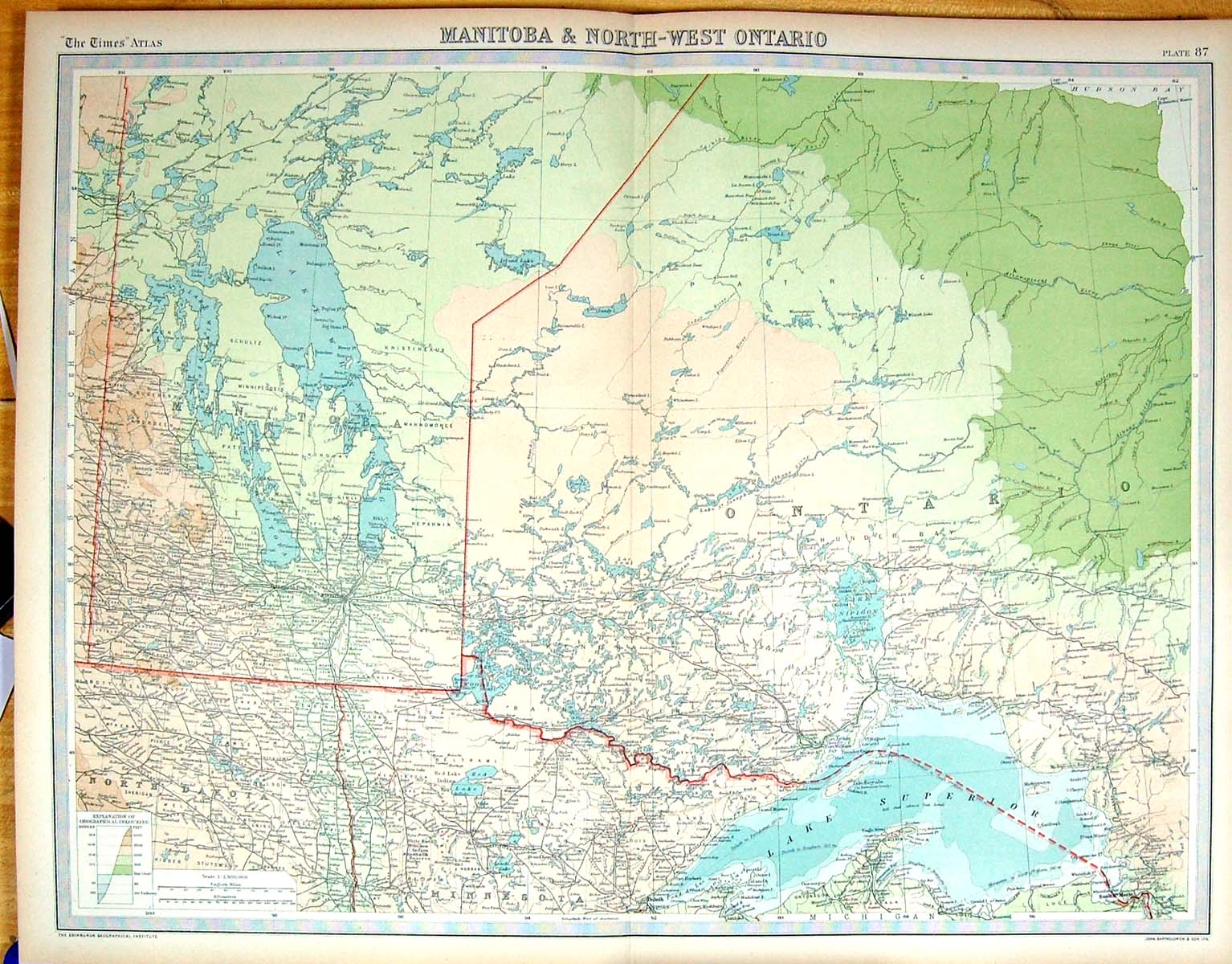 Old Times Map 1922 Manitoba Ontario Canada Winnipeg Dakota Lake Super 20th