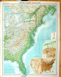 Antique Print Times Map 1922 United States America Population Niagara Falls