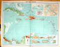 Old Times Map 1922 West Indies Kingston Havana Jamaica Cuba Trinidad 20th