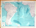 Old Times Map 1922 South Atlantic Ocean Brazil Falkland Belgian Congo 20th