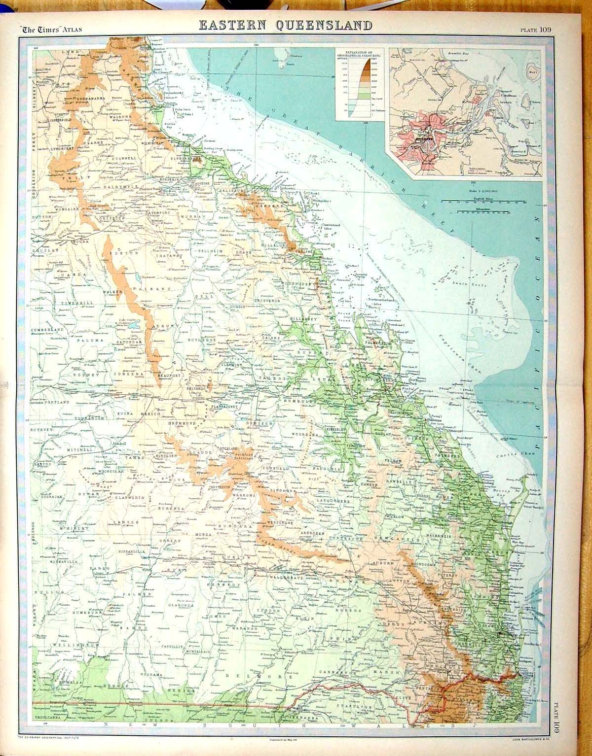 Old Times Map 1922 Eastern Queensland Australia Plan Brisbane Palmers 20th