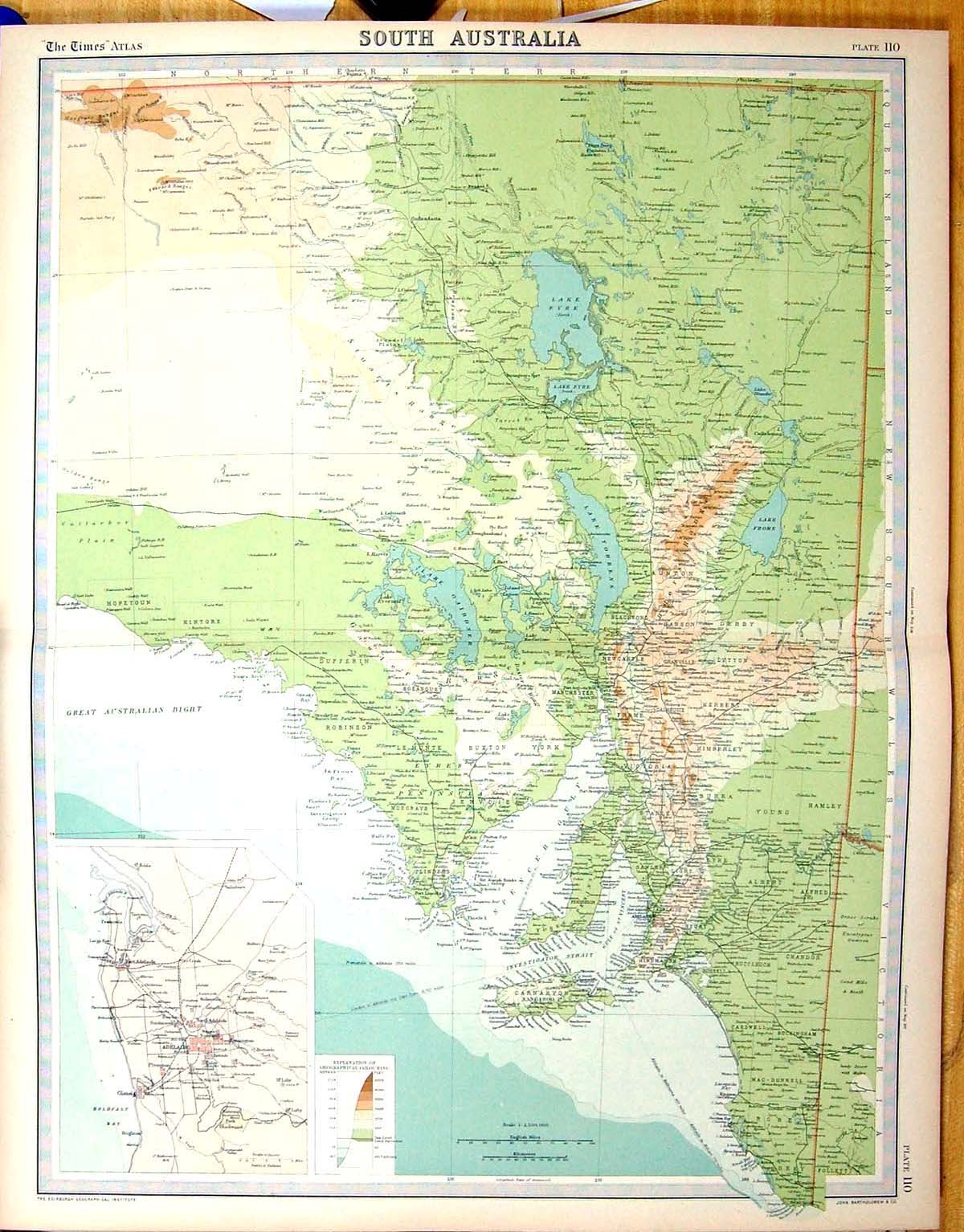 Old Times Map 1922 South Australia Plan Adelaide Kangaroo Island Lake 20th