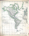 Old Print C1860 Lowry Map North South America Falkland Canada Baffin Bay 19th