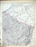Old Antique Print C1860 Lowry Map France Nancy River Seine Melun Chalons 19th