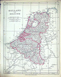 Original Old Antique Print C1860 Lowry Map Holland Belgium North Sea Suider Zee