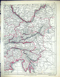 Antique Print C1860 Lowry Map South East Germany Lintz Bohemia Gulf Venice 19th