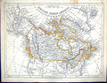 Old Antique Print C1860 Lowry Map British North America Hudson Bay Canada 19th