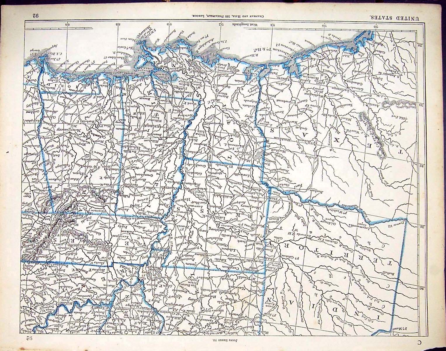 Old Print C1860 Lowry Map America Pennsylvania Ohio Rhode Island Portland 19th