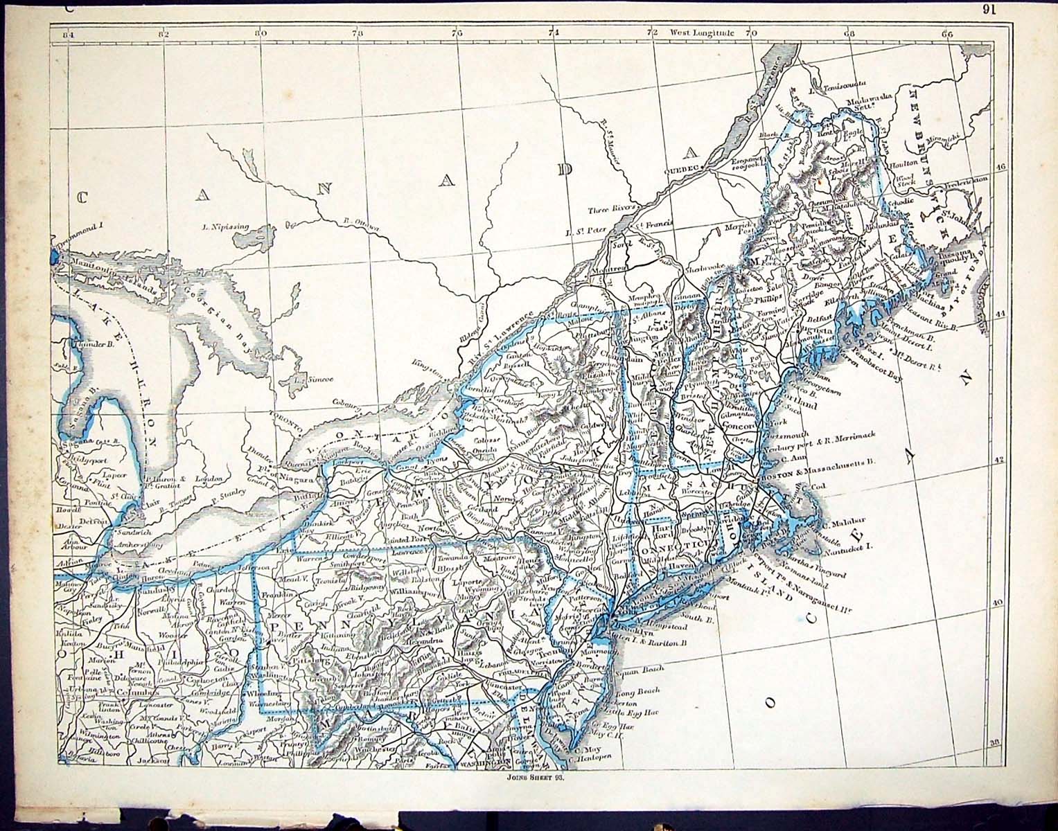 Old C1860 Lowry Map United States America Texas Arkansas Mississippi Victorian