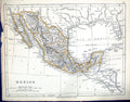 Old C1860 Lowry Map North America Mexico Caribbean Sea Lower Californ Victorian