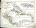 Antique Print C1860 Lowry Map West Indies America Mexico Cuba Hayti Jamaica