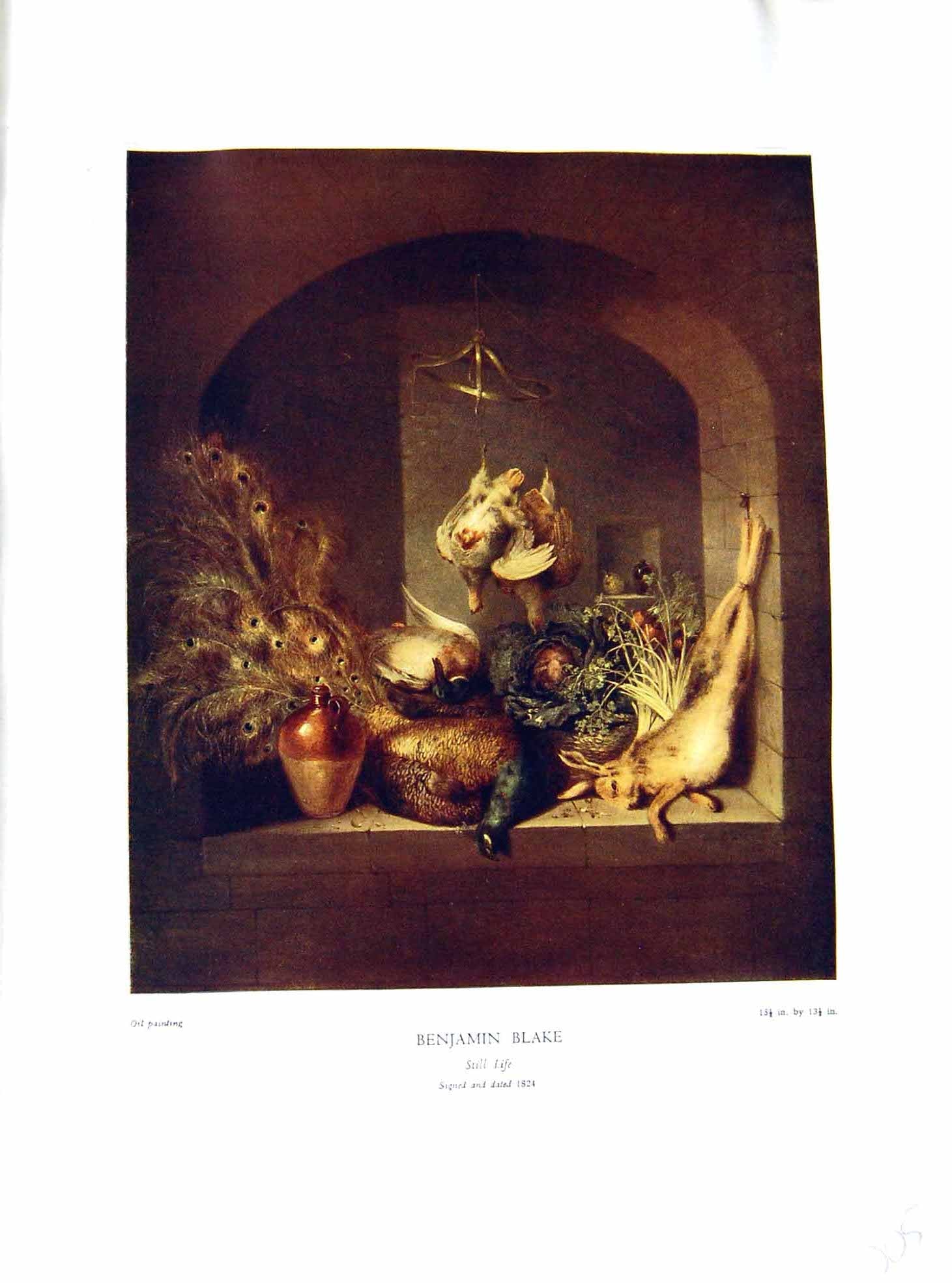 Antique Old Print Still Life Dead Game Birds Rabbit NettlefGrundy 1933 Blak