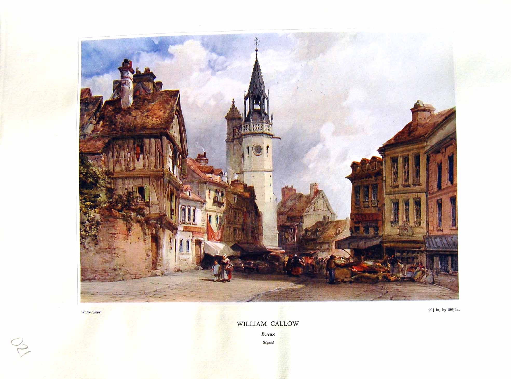 Antique Old Print NettlefGrundy 1933 Water View Evreux Street Church Callow