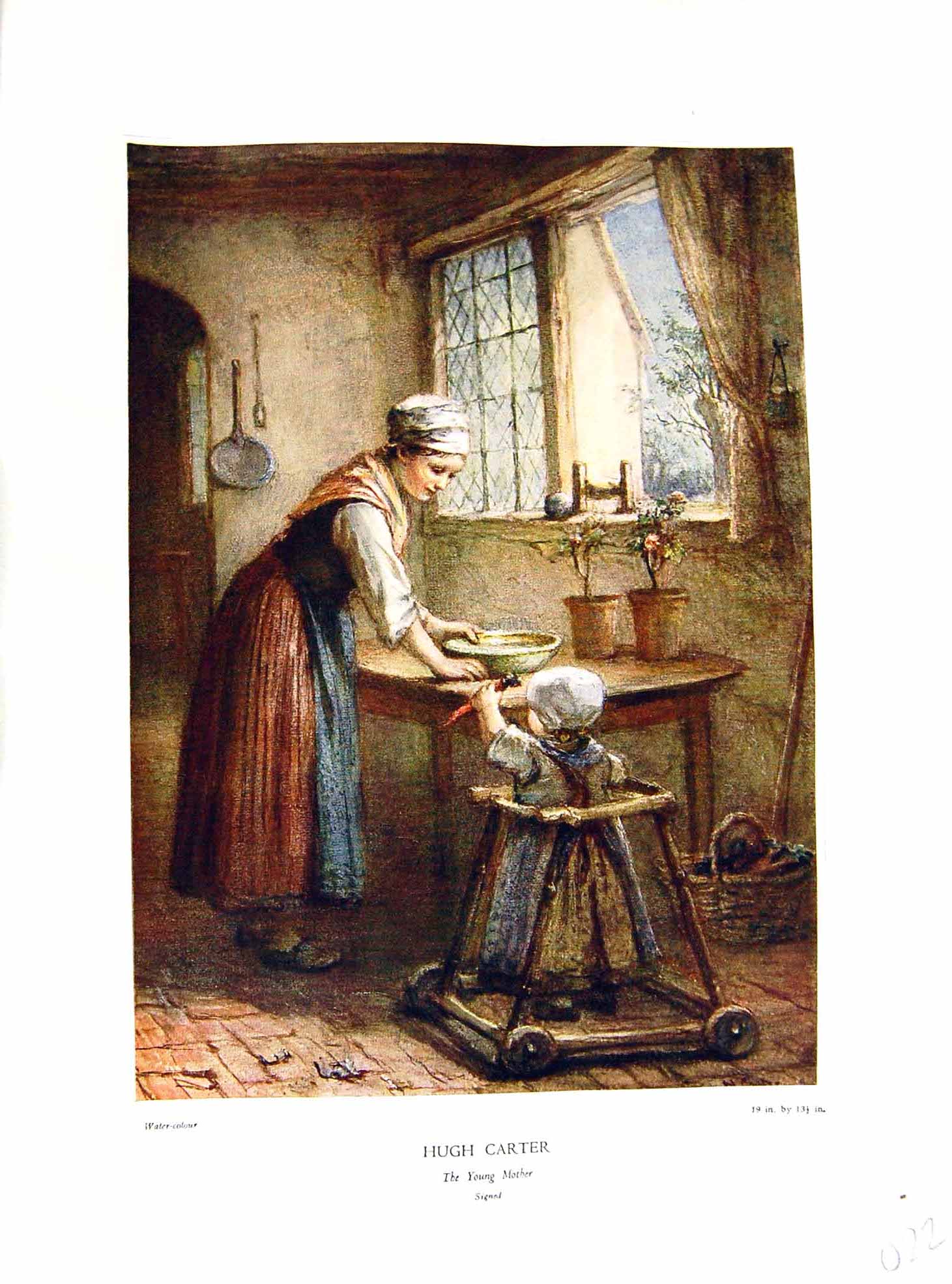 Antique Print Young Mother Little Girl NettlefGrundy 1933 Water Hugh Carter