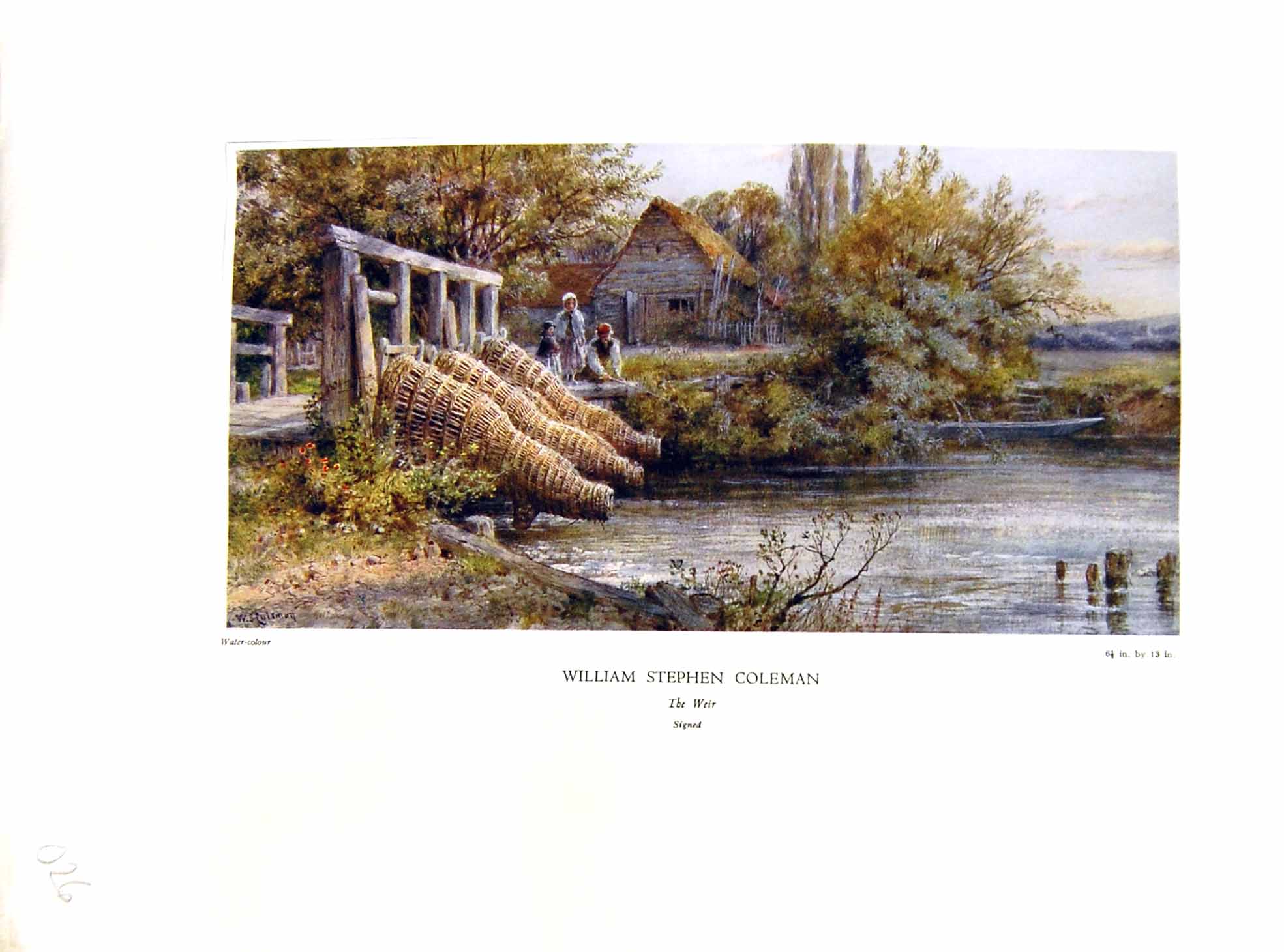 Antique Old Print Weir River Bridge NettlefGrundy 1933 Water William Coleman