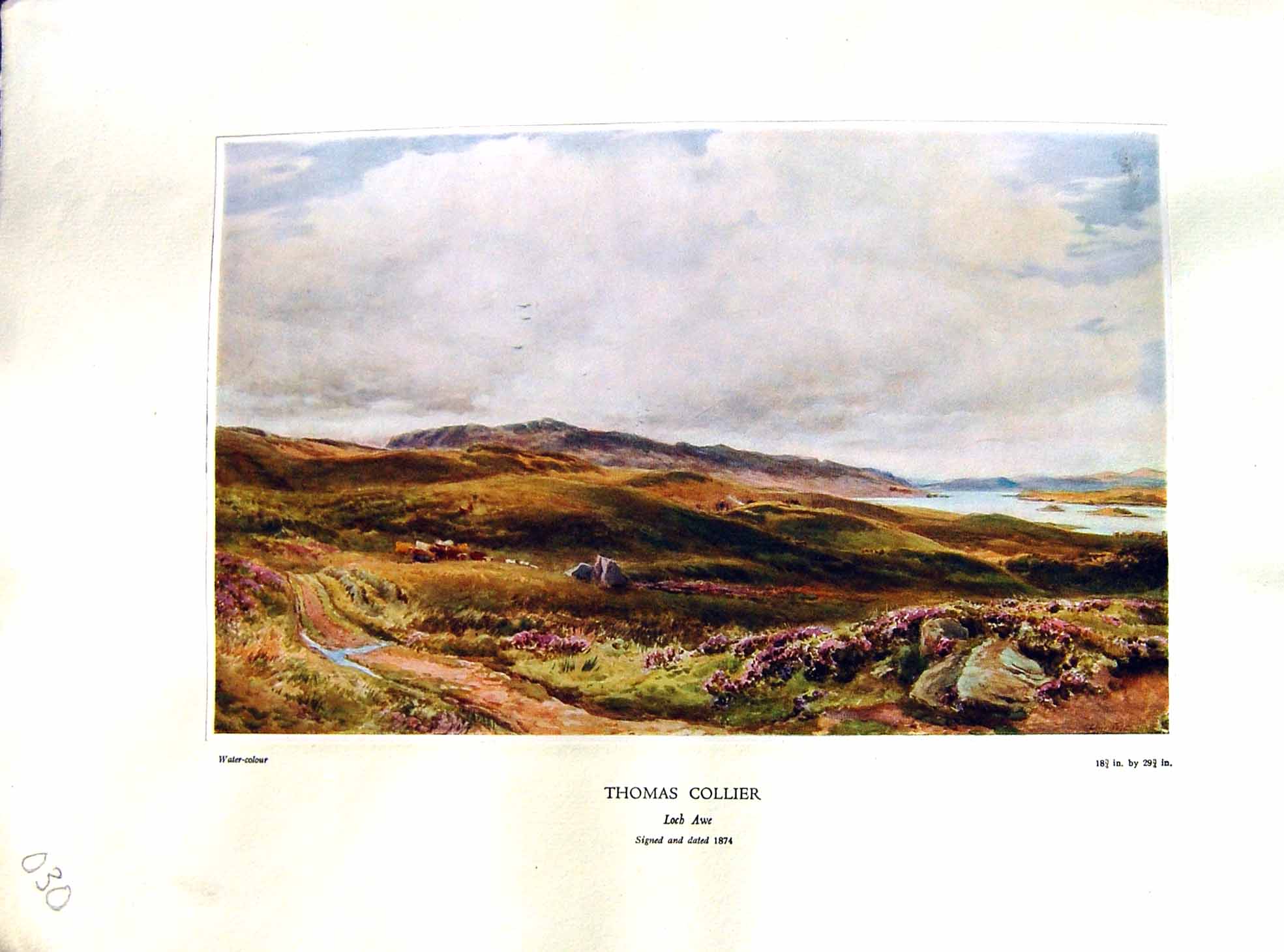 Antique Print NettlefGrundy 1933 Water View Loch Awe Scotland Thomas Collie
