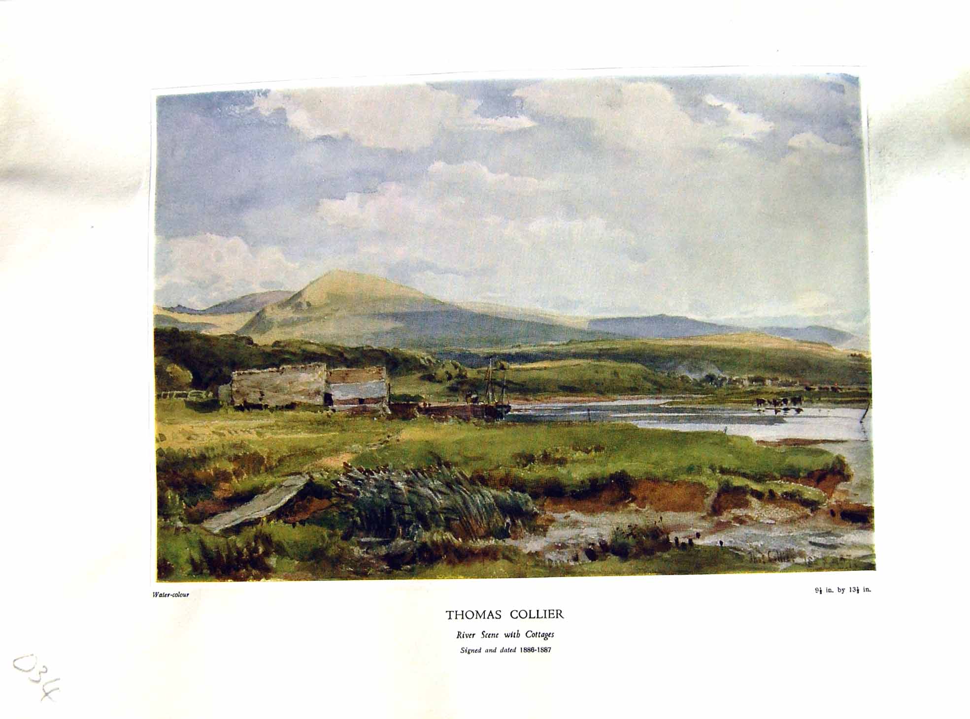 Antique Print NettlefGrundy 1933 Water River Scene Cottages Hills Thomas Co