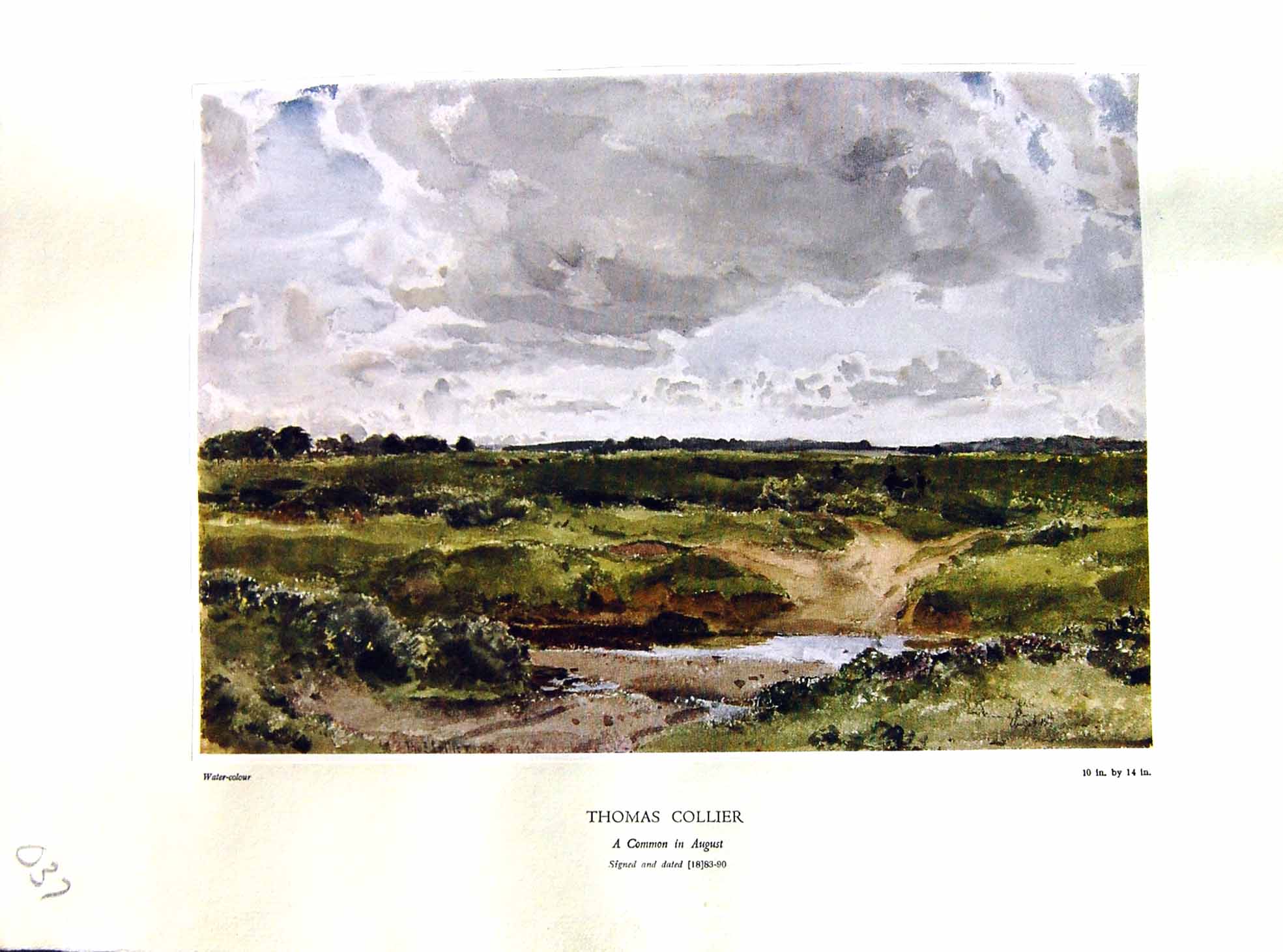 Antique Old Print NettlefGrundy 1933 Thomas Collier Water Common Scene August