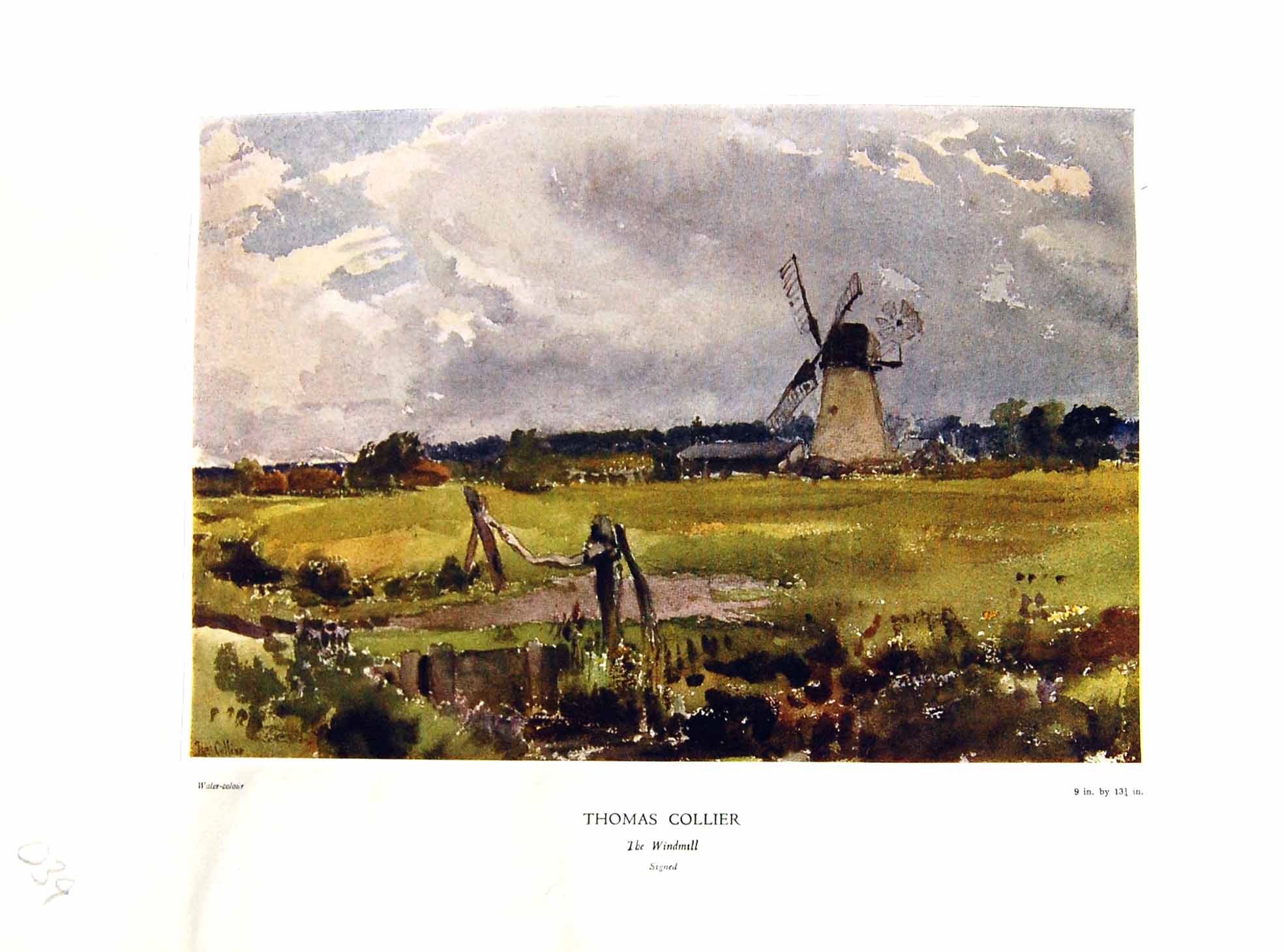 Old Vintage Print NettlefGrundy 1933 Water View Windmill Thomas Collier 20th