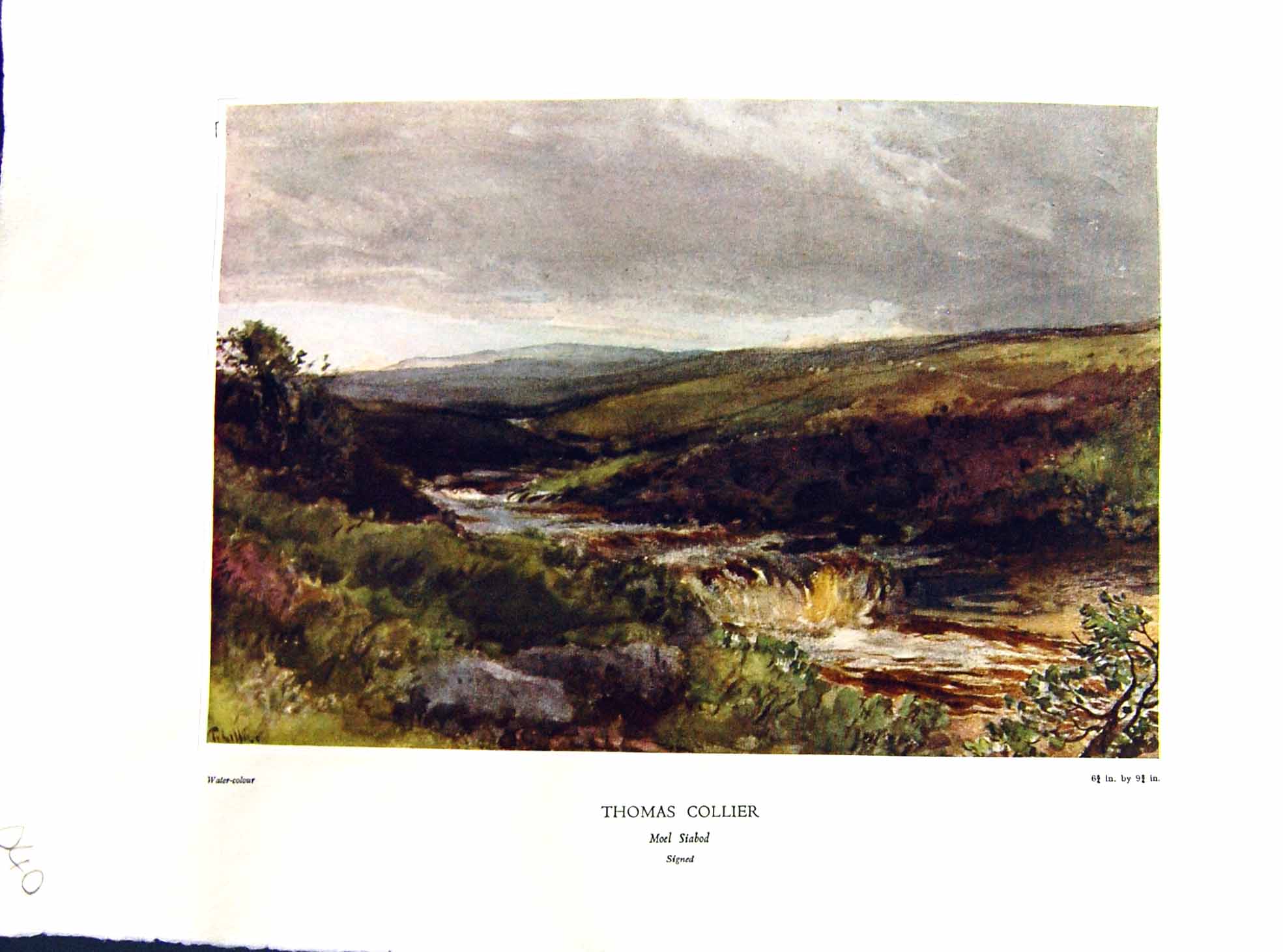 Antique Old Print NettlefGrundy 1933 Thomas Collier Water Moel Siabod River