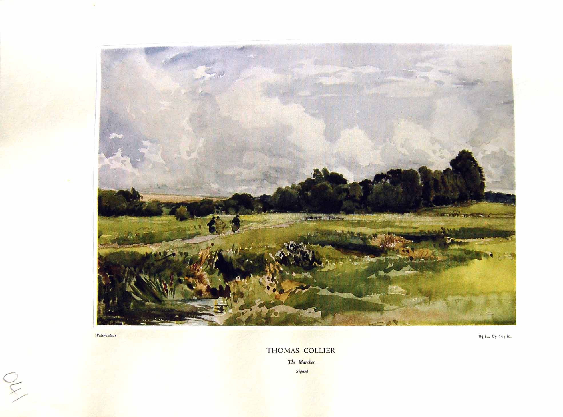Antique Print NettlefGrundy 1933 Thomas Collier Water Marshes Trees Clouds 20th