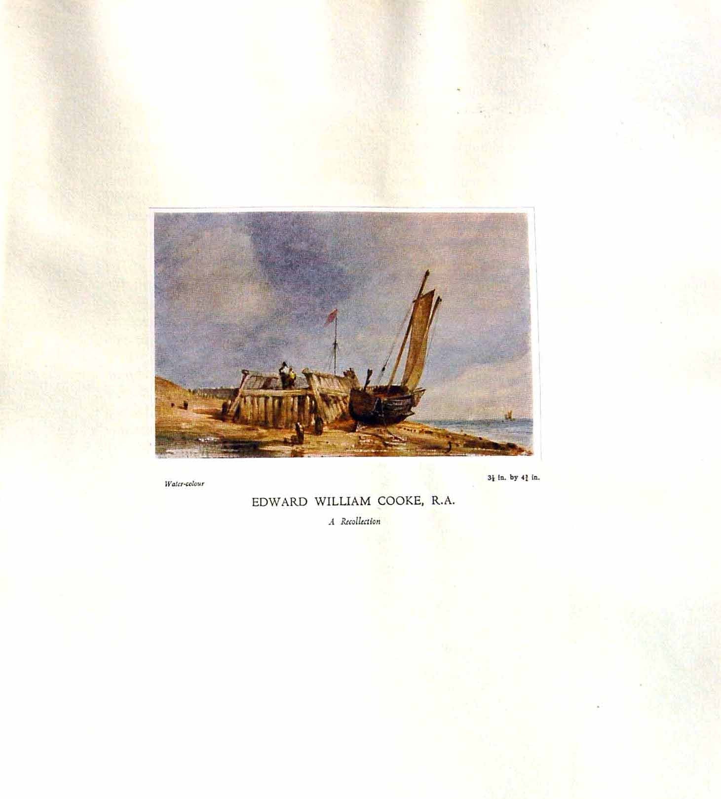 Antique Old Print NettlefGrundy 1933 Water Colour Ship Wreck Reedward Cooke