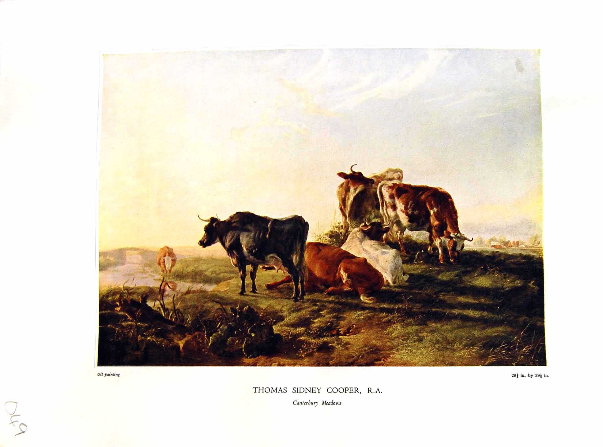 Antique Print NettlefGrundy 1933 Oil Painting Canterbury Meadows Cattle Tho