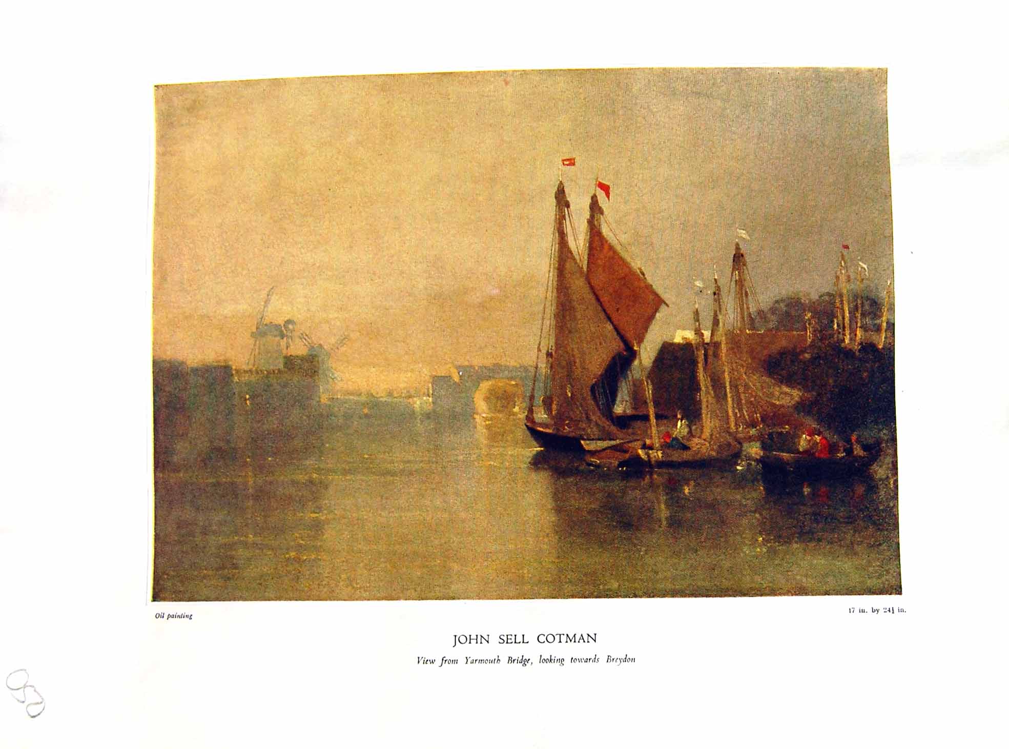 Antique Print NettlefGrundy 1933 Oil Painting View Yarmouth Bridge Breydon 20th