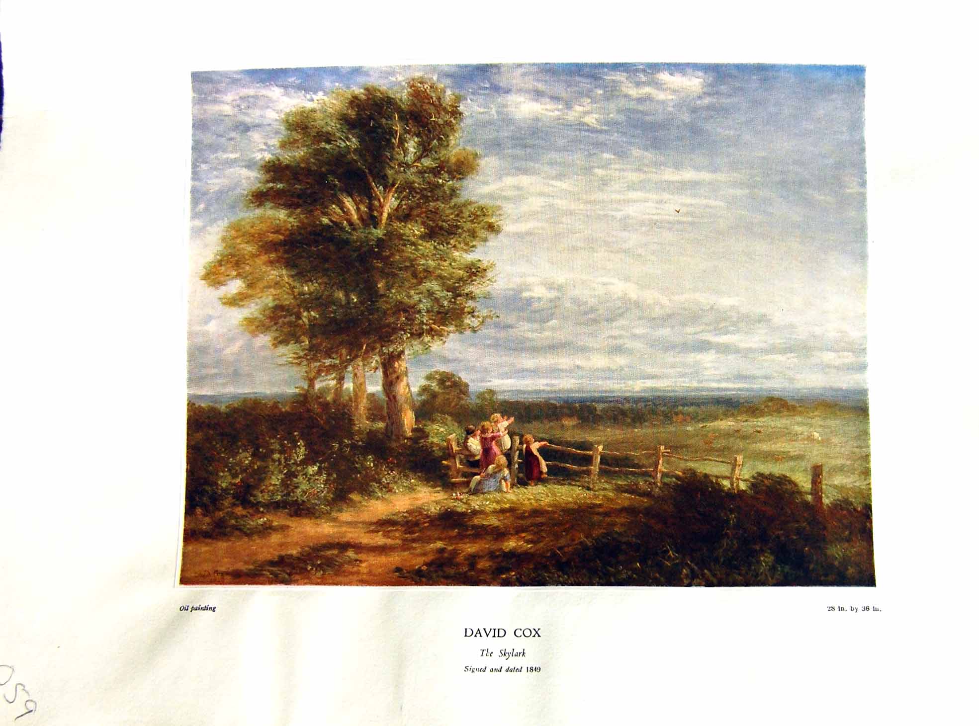 Antique Print NettlefGrundy 1933 Oil Painting Skylark Family Landscape Tree