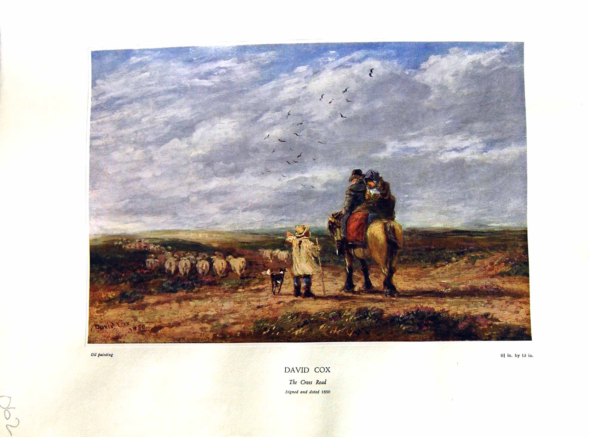 Antique Print Sheep Shepherd Horse NettlefGrundy 1933 Oil Painting Cross Ro