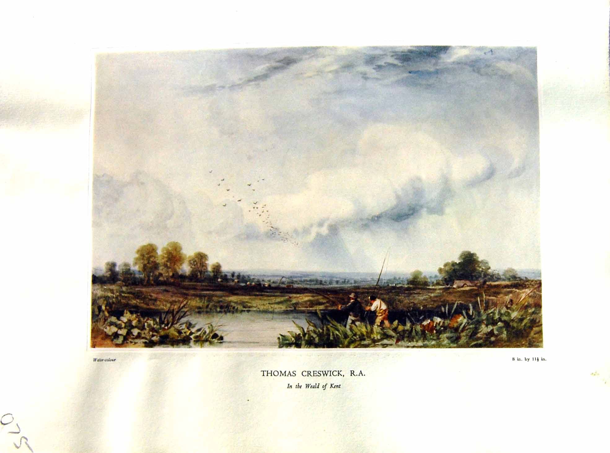 Antique Print NettlefGrundy 1933 Water Weald Kent Men Fishing Thomas Creswi