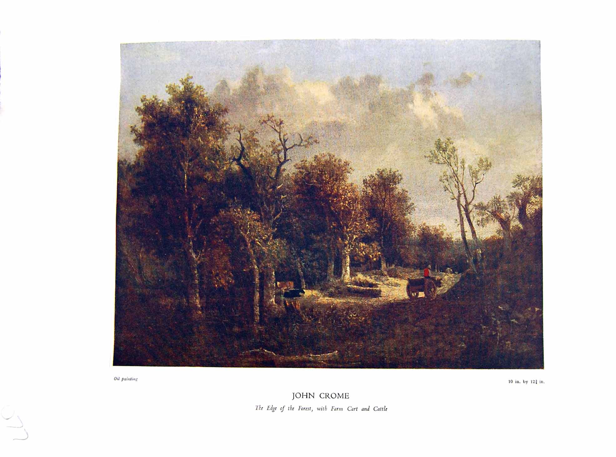 Antique Print NettlefGrundy 1933 Oil Painting Edge Forest Farm Cart Cattle 20th