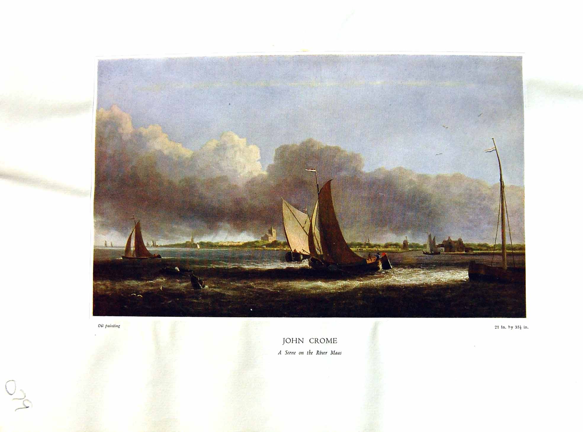Antique Print NettlefGrundy 1933 Oil Painting Scene River Maas Sailing Yach