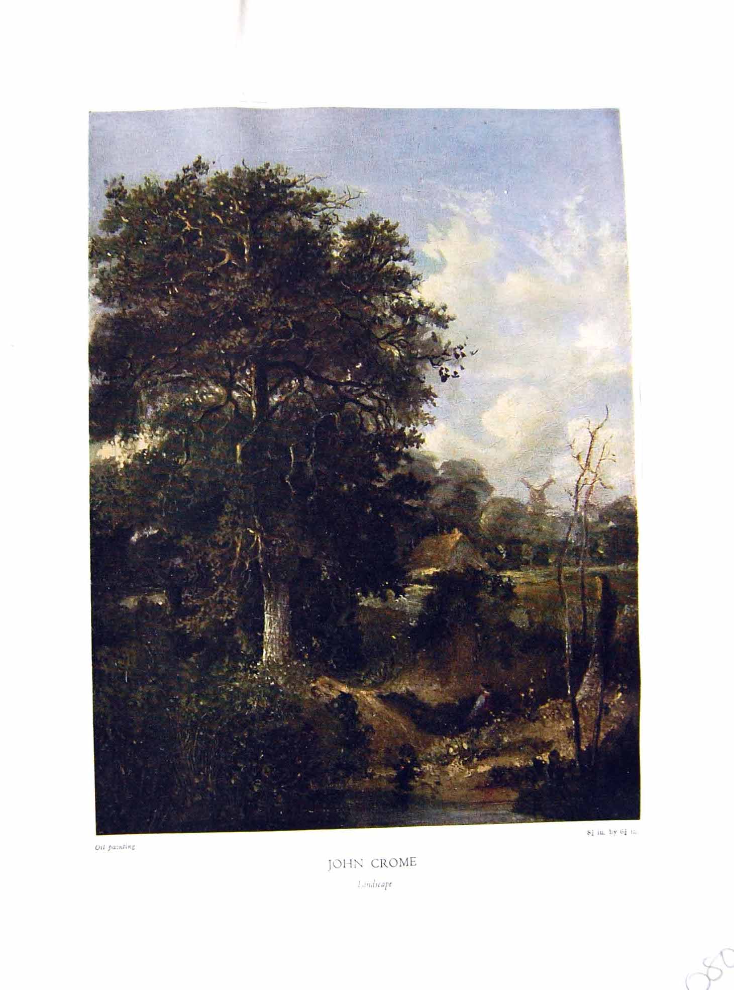 Antique Print NettlefGrundy 1933 Oil Painting Landscape Trees Windmill John