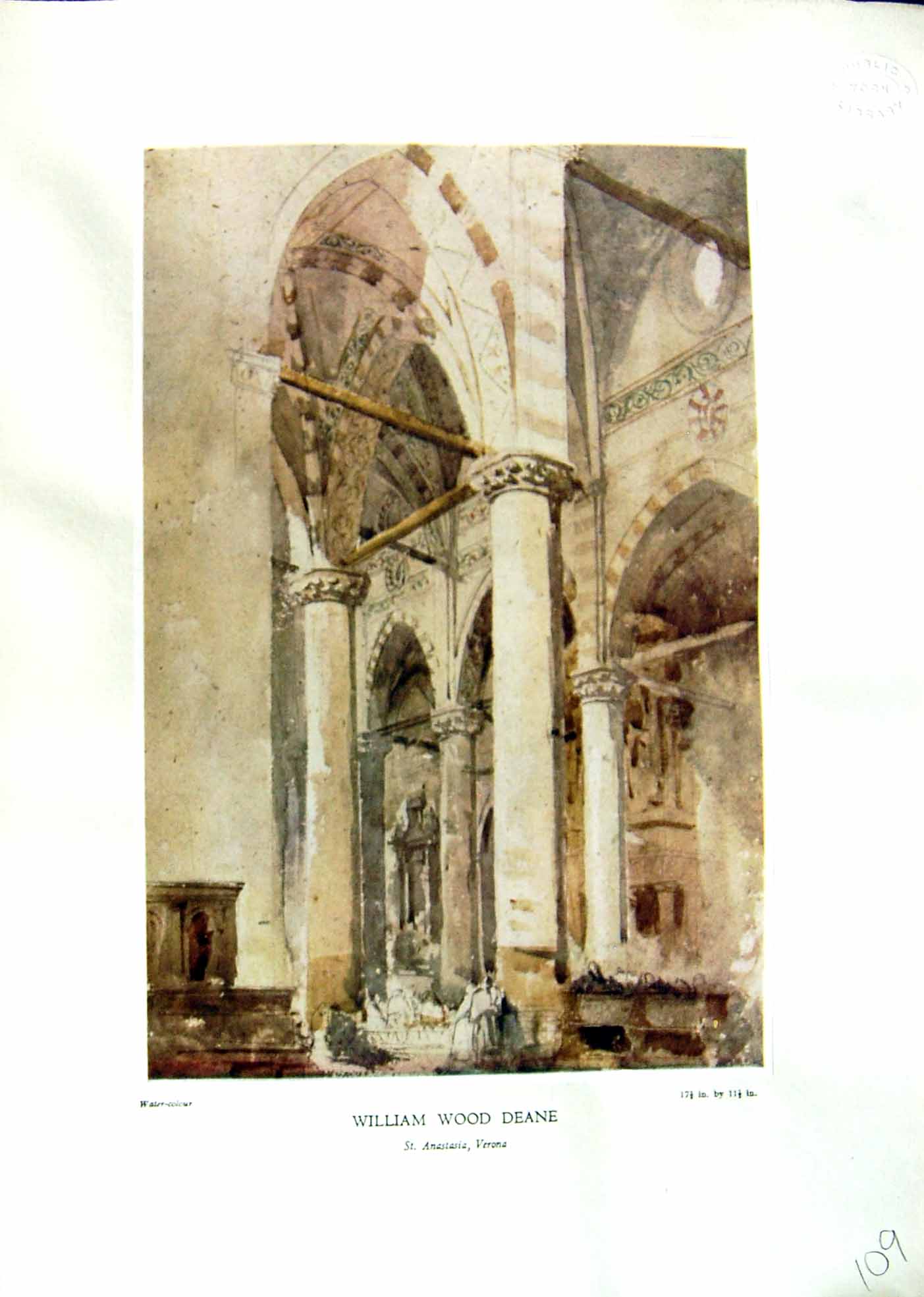 Antique Print St. Anastasia Verona Architecture William Deane NettlefGrundy