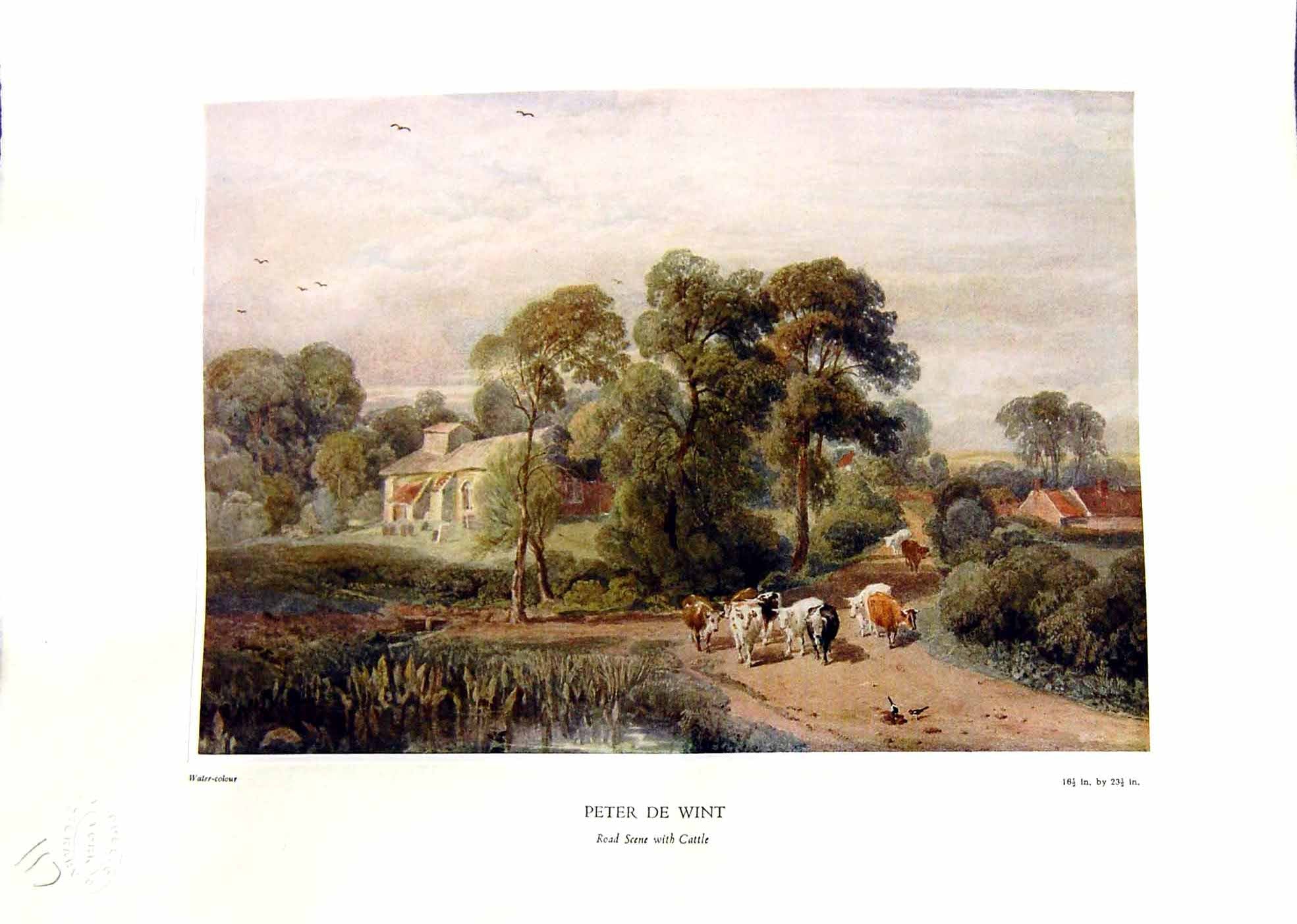 Antique Print NettlefGrundy Water 1935 Road Scene Cattle Trees Peter De Win