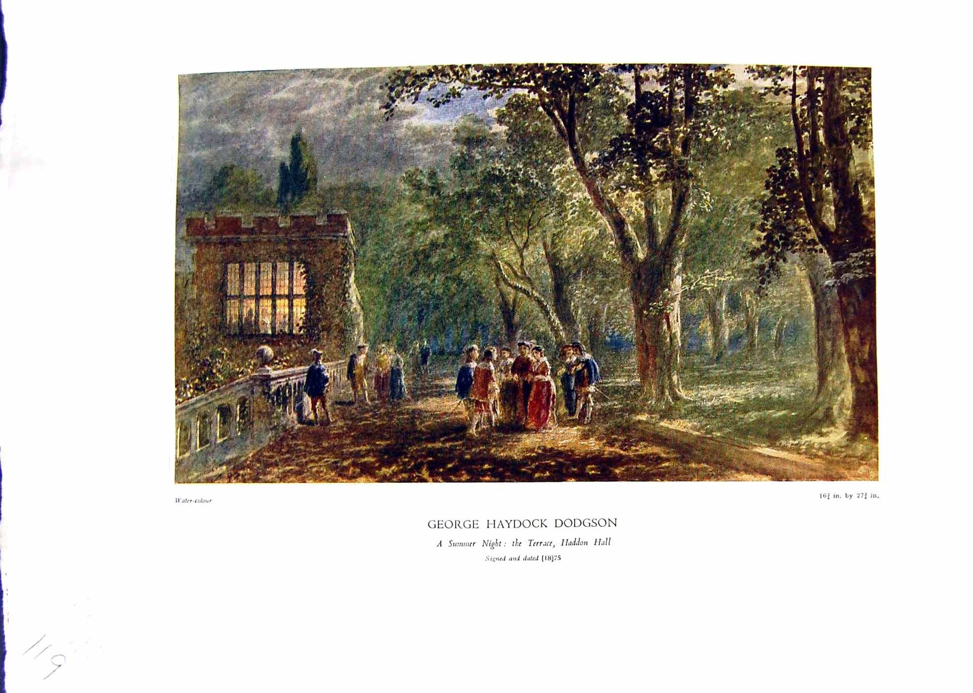 Antique Print NettlefGrundy Water 1935 Summer Night Terrace Haddon Hall Dod