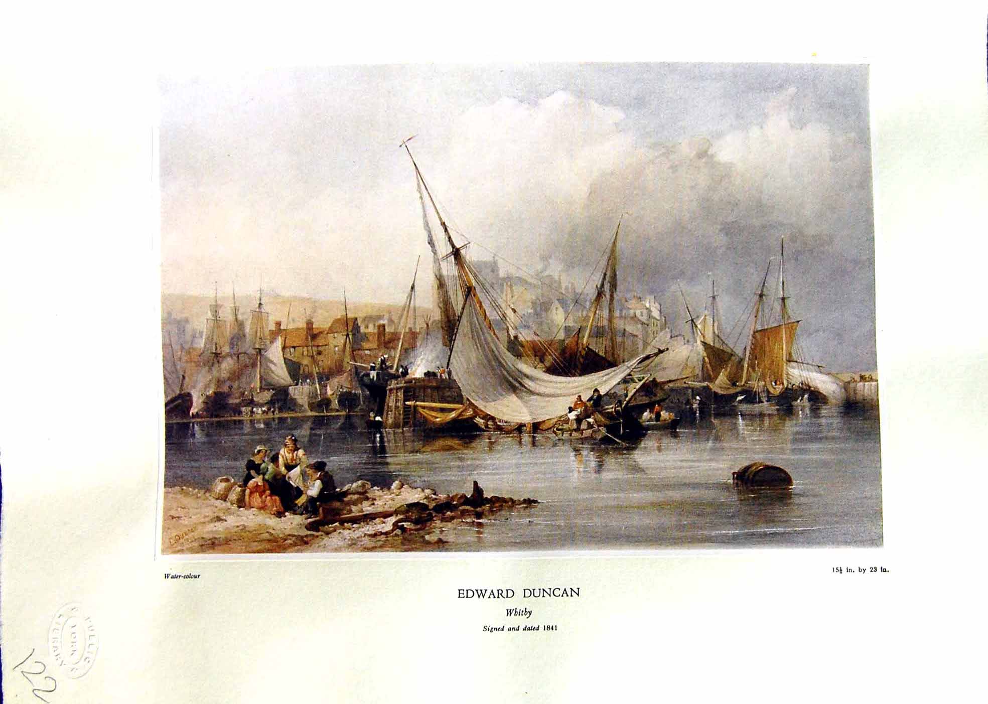 Antique Print NettlefGrundy Water 1935 View Whitby Sailing Ships Edward Dun