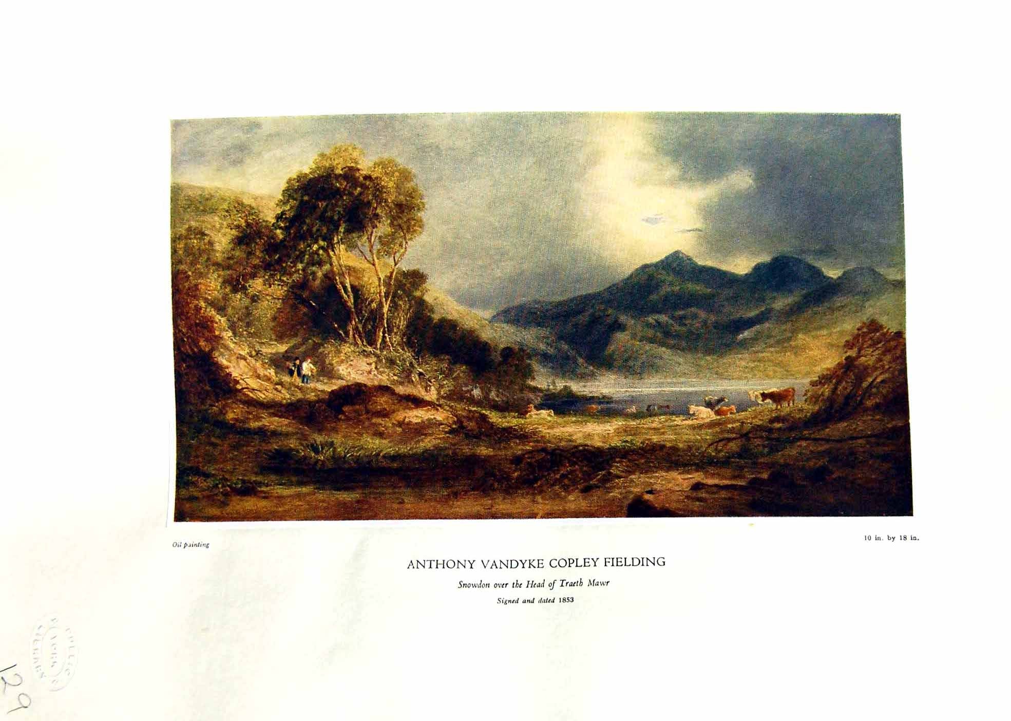 Antique Print NettlefGrundy Oil Painting 1935 View Snowdon Head Traeth Mawr