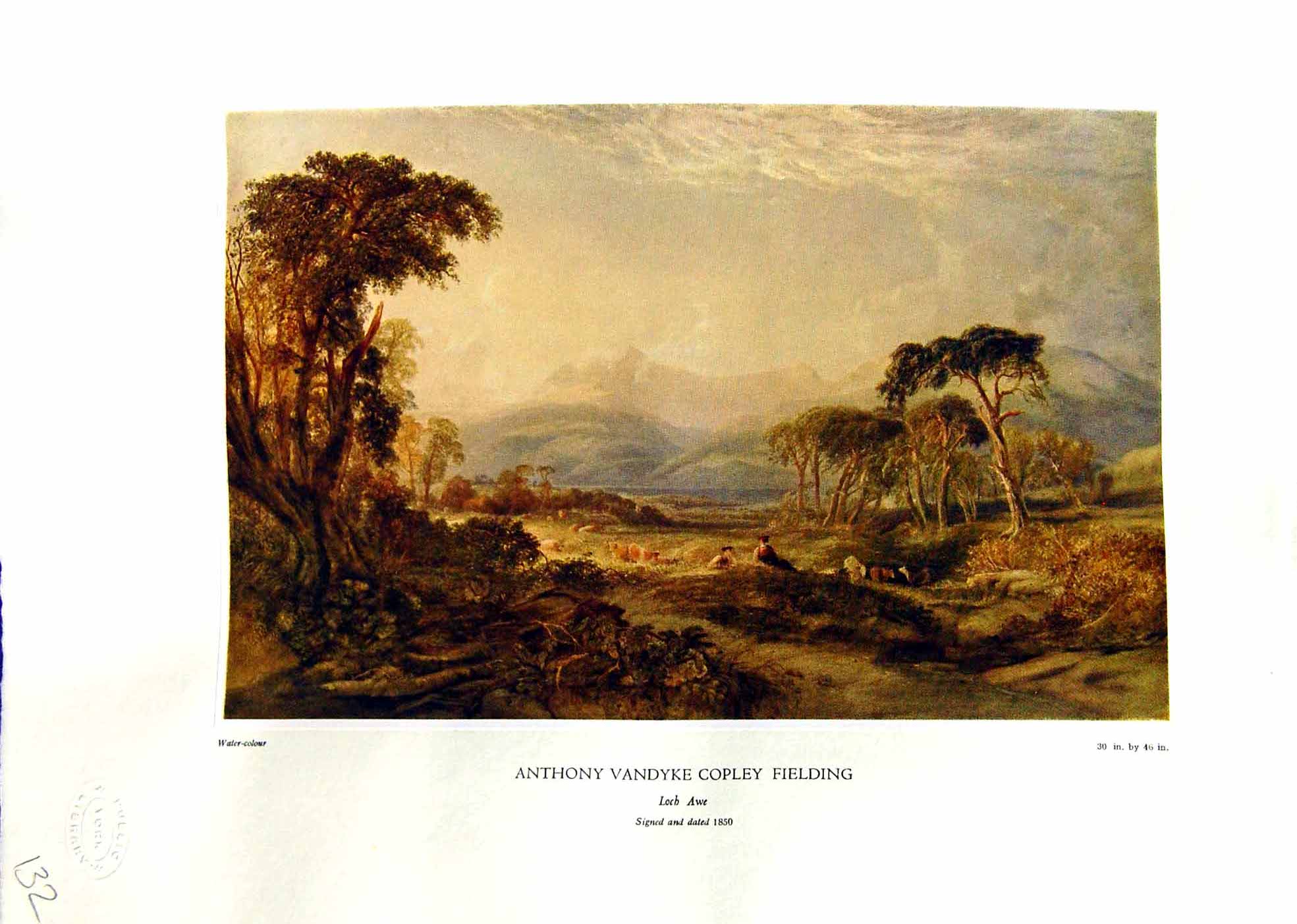 Antique Print NettlefGrundy Water 1935 Loch Awe Mountains Anthony Fielding 20th
