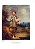 Antique Print NettlefGrundy Oil Painting 1935 Cottage Girl Dog Pitcher Gain