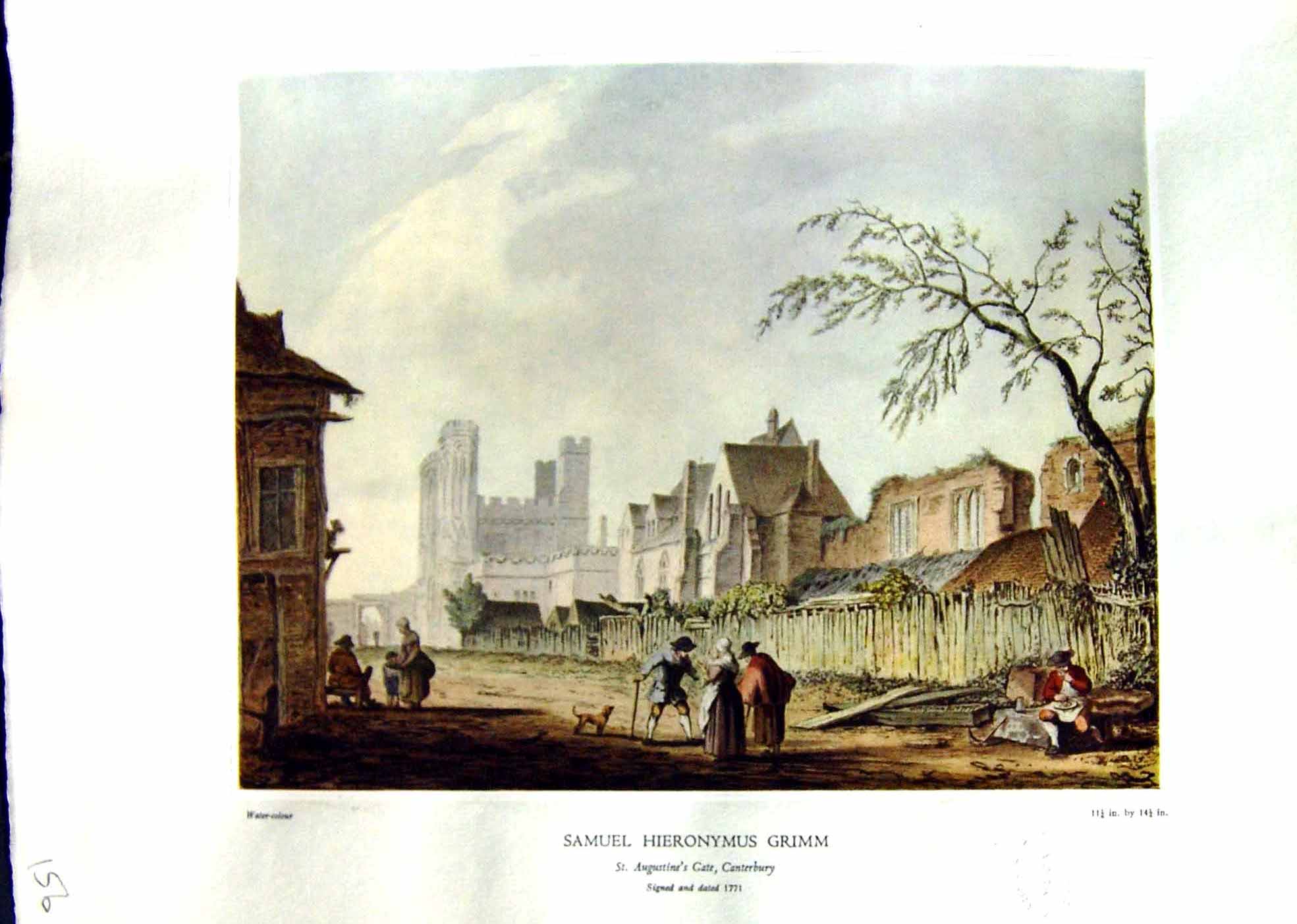 Antique Old Print NettlefGrundy Water 1935 Augustine'S Gate Canterbury Grimm