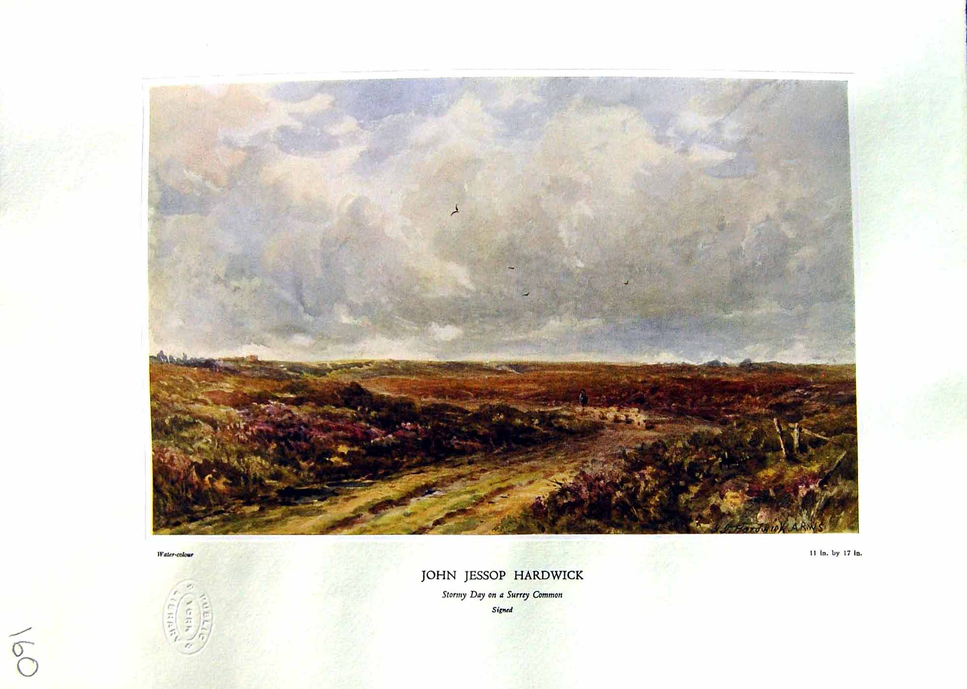 Antique Print NettlefGrundy Water 1935 Stormy Day Surrey Common John Hardwi