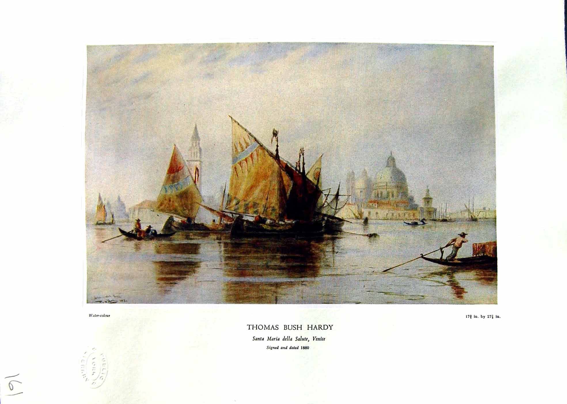 Antique Print NettlefGrundy Water 1935 Santa Maria Della Salute Venice Hard