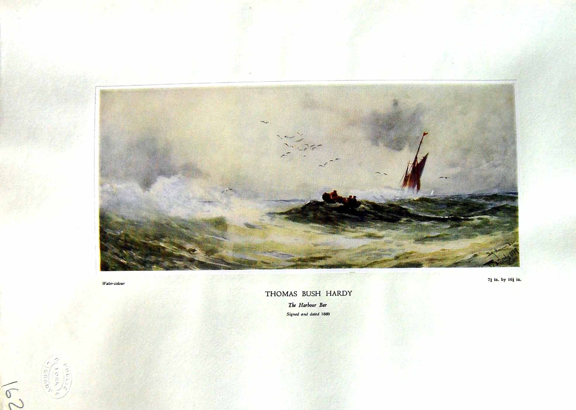 Antique Old Print NettlefGrundy Water 1935 Harbour Bar Ship Thomas Bush Hardy