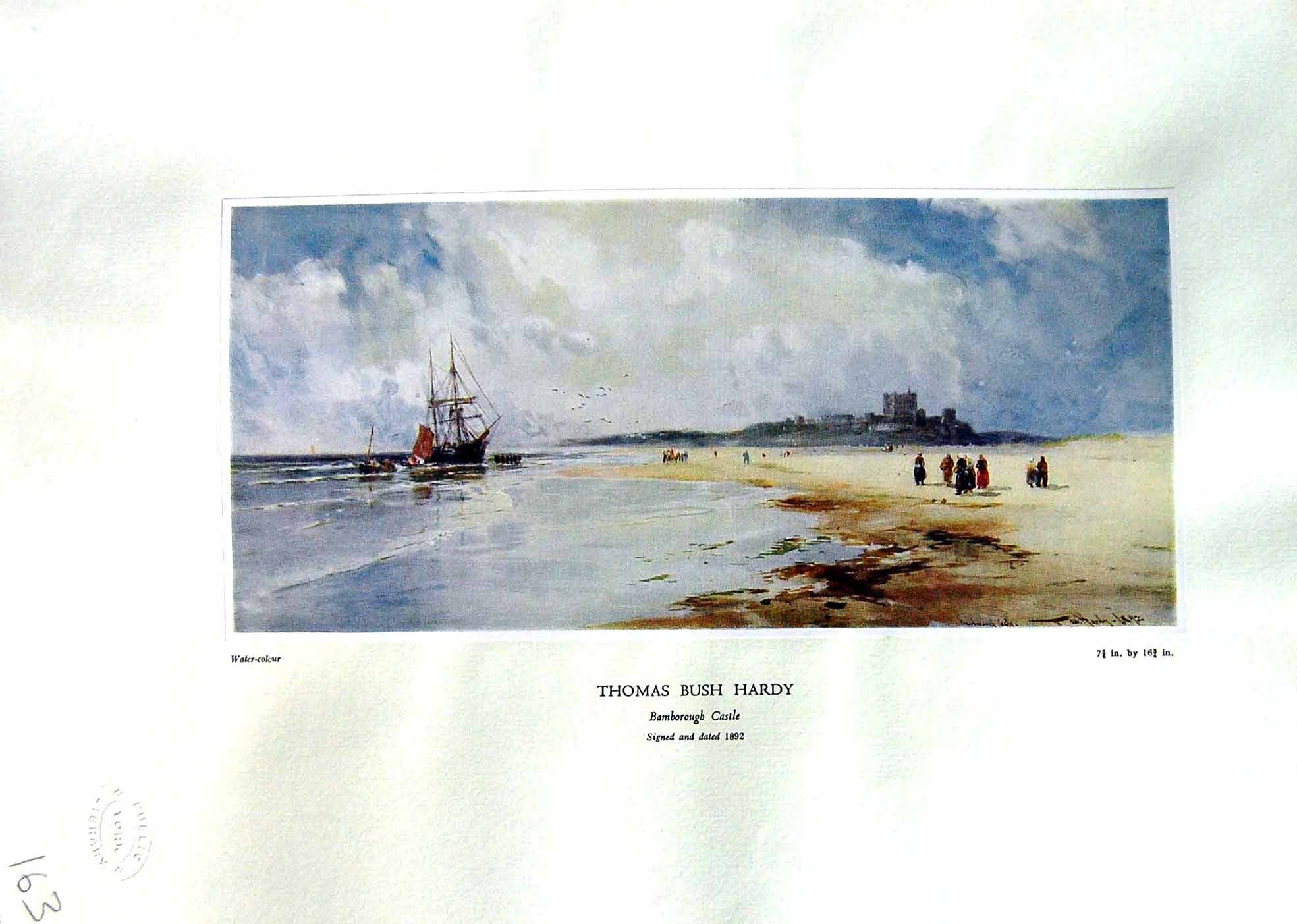 Antique Print NettlefGrundy Water 1935 Bamborough Castle Thomas Bush Hardy 20th