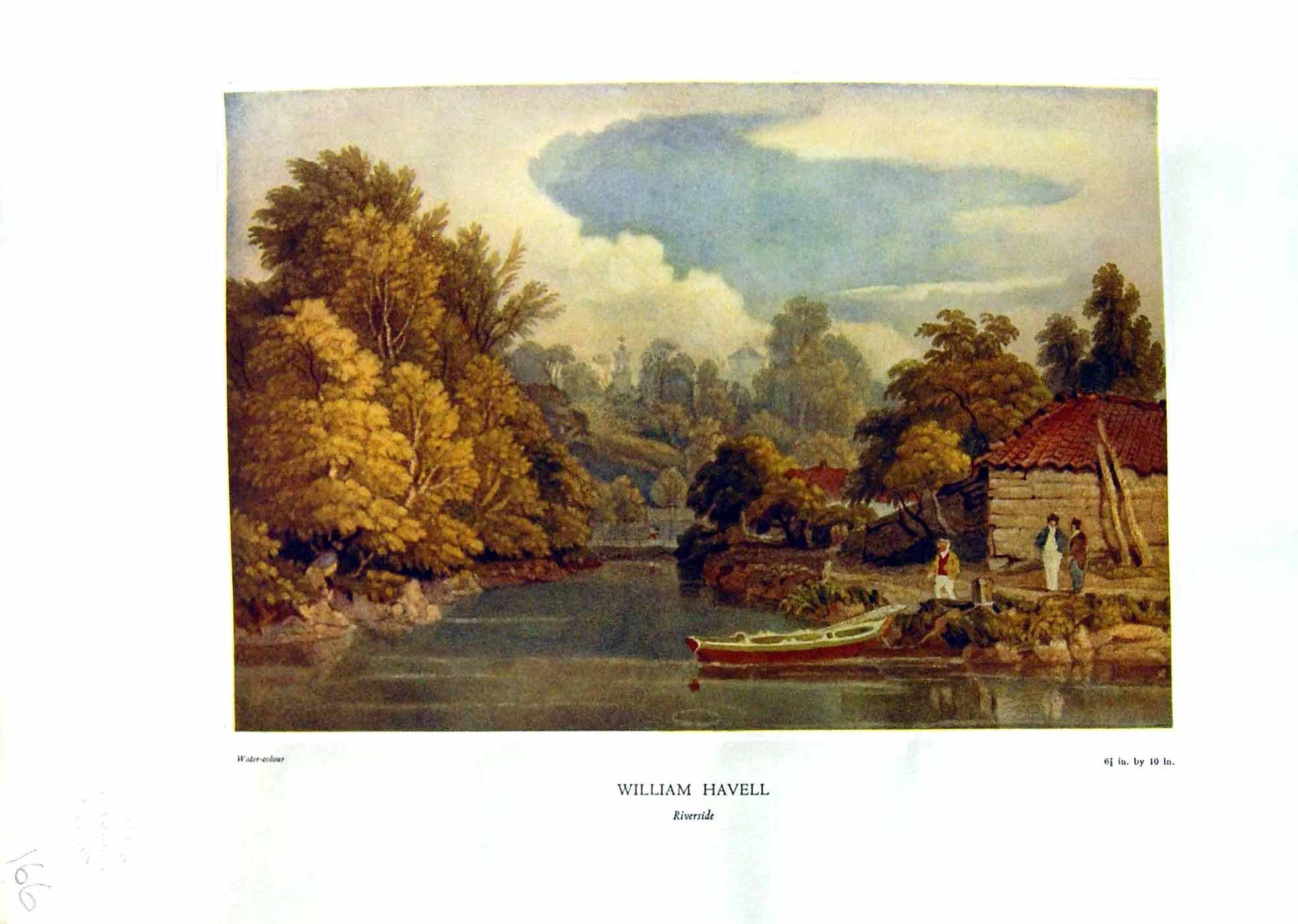 Antique Print NettlefGrundy Water 1935 Riverside Scene Trees William Havell