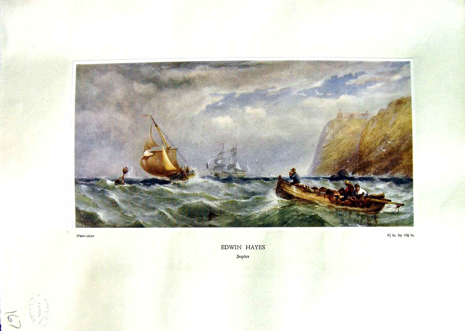 Antique Print NettlefGrundy Water 1935 Seapiece Sailing Ships Life-Boat Hay